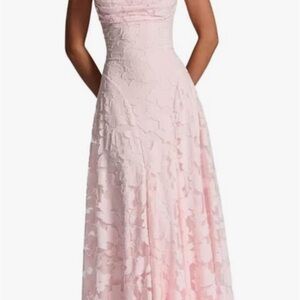 Chic Strapless Pink Floral Dress